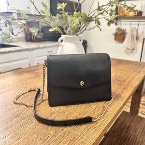 Tory Burch Black Crossbody with Gold Chain